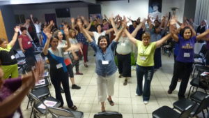 Capacitar practicing Tai Chi with CEDEHM, The Chihuahua, Mexico Office of Human Rights for Women.