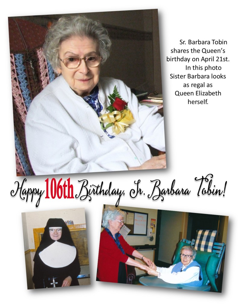 Sister Barbara Tobin 106 Birthday no bkg colour